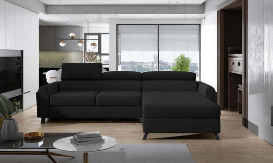 Mariall Ecksofa 300 x 190 cm Schwarz (Webstoff)