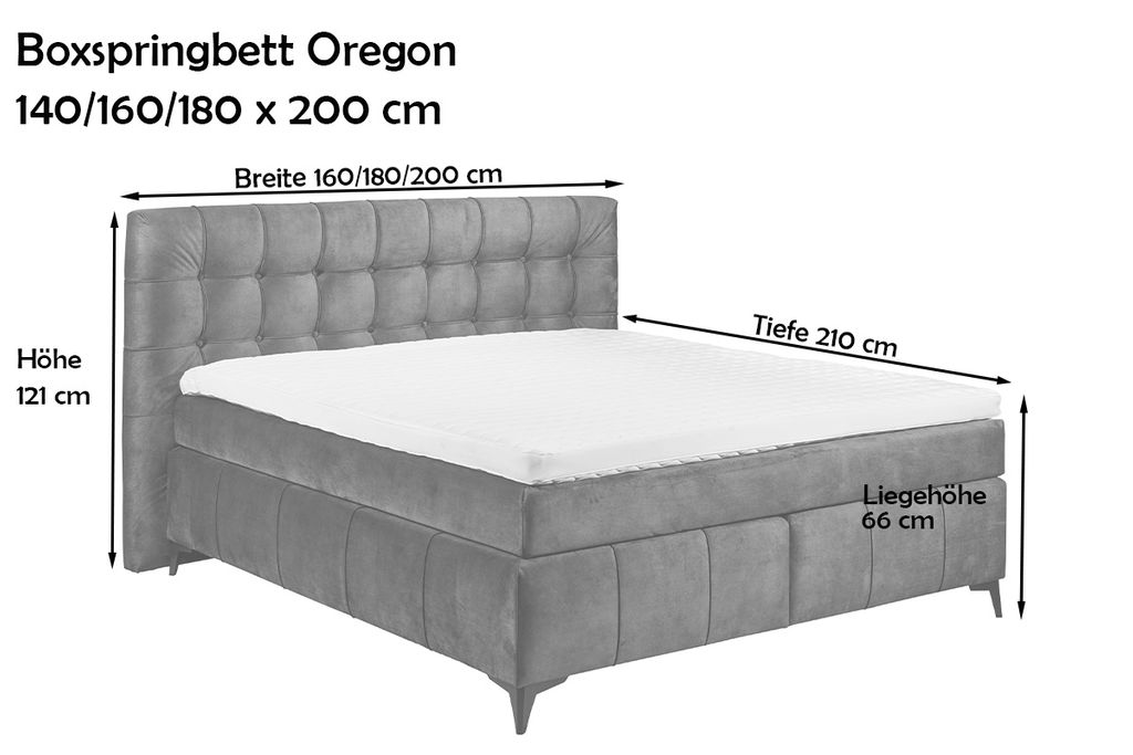 Oregon Boxspringbett 180x200 cm Lila