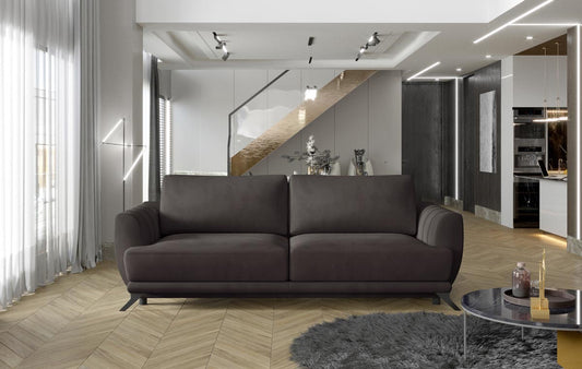 Megis Schlafsofa 250x95 cm Dunkelbraun (Samt - Matt)