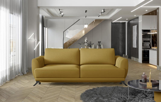 Megis Schlafsofa 250x95 cm Gelb (Kunstleder)