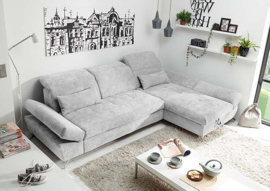 MELFI Ecksofa 275 x 168 cm Silber