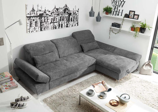 MELFI Ecksofa 275 x 168 cm Dunkelgrau