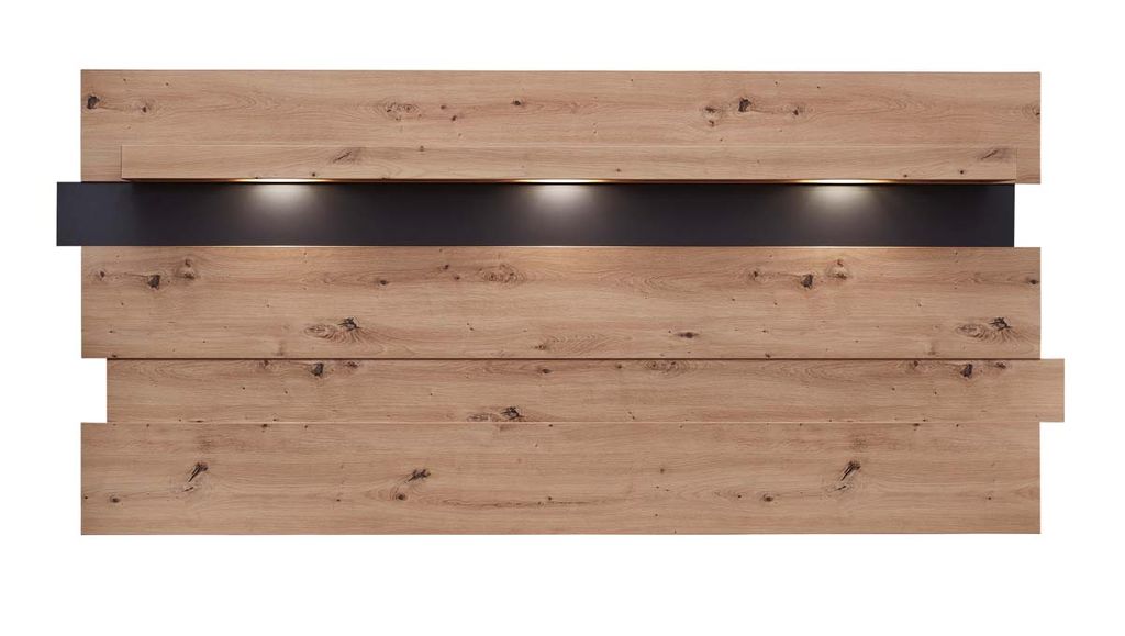 Memphis 3-teiliges Wohnzimmer Komplettset inkl. LED-Beleuchtung Graphit / Artisan Eiche