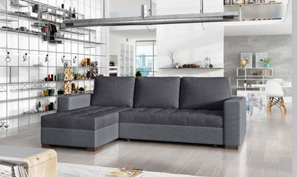 Newark Ecksofa 237 x 150 cm Grau / Hellgrau (Webstoff)