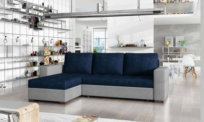 Newark Ecksofa 237 x 150 cm Dunkelblau / Grau (Webstoff)