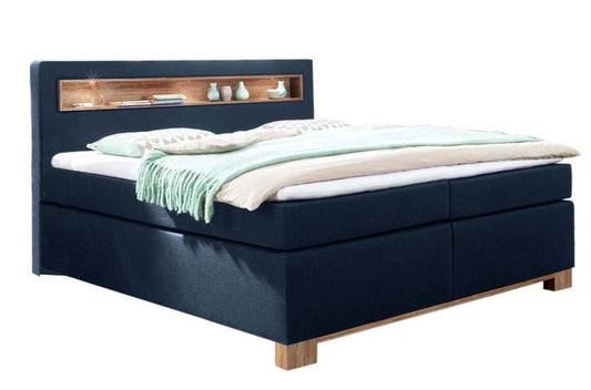 Nevada Boxspringbett 160 x 200 cm Blau Sawana / Plankeneiche