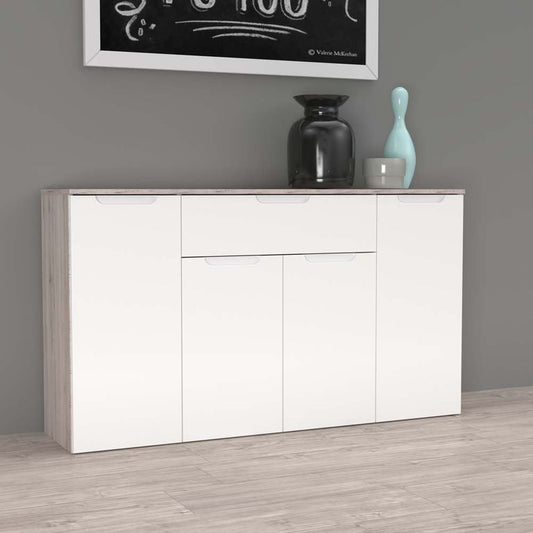 MORENO Sideboard 140cm Sandeiche / Weiß hochglanz