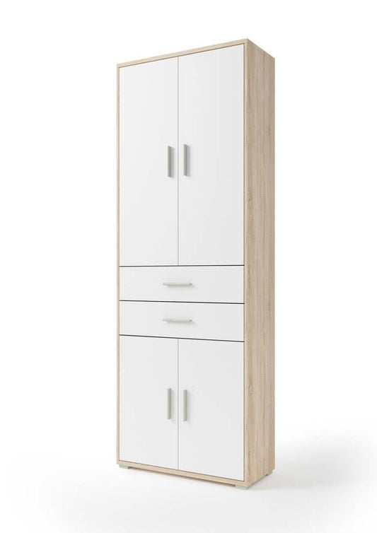 Office Line Kombischrank 6OH 79 cm mit Schubladen Eiche Sonoma / Weiß - Froschkönig24