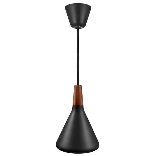 Nori Hängelampe Pendellampe Ø 18 cm Schwarz / Nussbaum