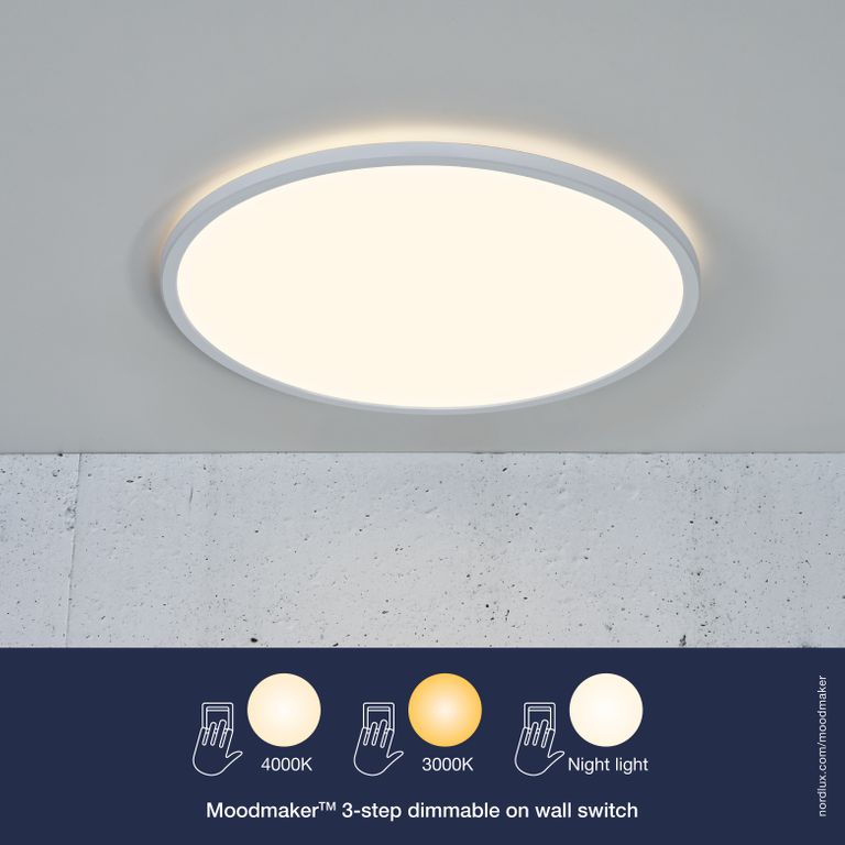 Oja Deckenlampe Ø 42,4 cm mit Moodmaker Dimmer Weiß