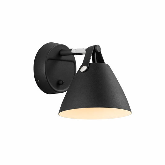 Strap Wandlampe Leselampe Ø 16,5 cm Schwarz/Leder