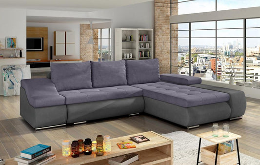 Ontario Ecksofa 296 x 200 cm Flieder / Dunkelgrau (Velour)