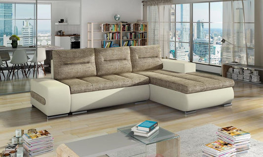 Ottavio Ecksofa 275 x 180 cm Braun / Beige (Webstoff / Kunstleder)