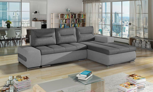 Ottavio Ecksofa 275 x 180 cm Grau / Hellgrau (Velour)