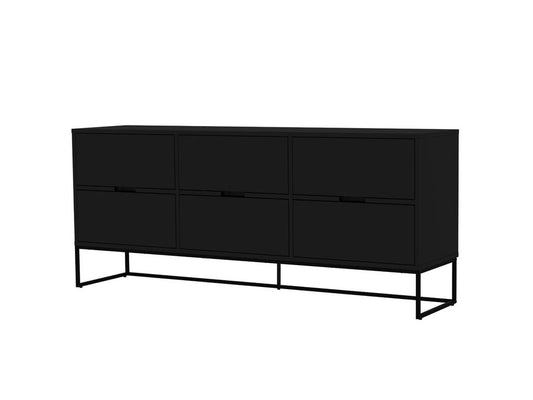 Tenzo Lipp Sideboard mit 6 Schubladen Schwarz matt