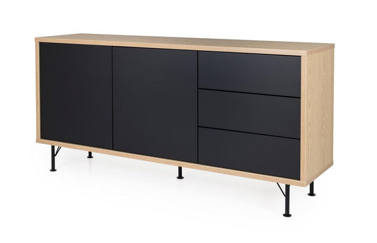 Tenzo Flow Designer Sideboard 164 cm Schwarz / Eiche