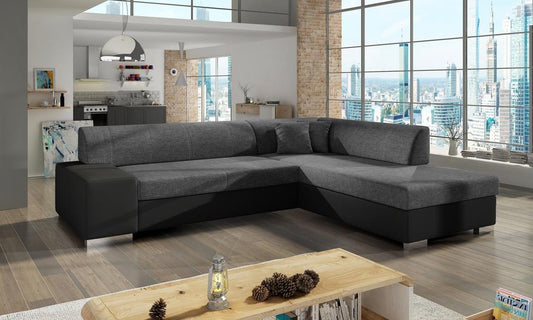 Porto Ecksofa 278 x 217 cm Grau / Schwarz (Webstoff - Sawana / Kunstleder)