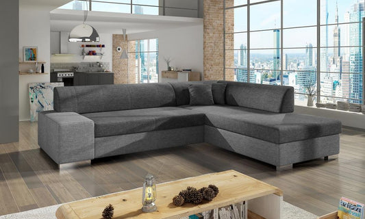 Porto Ecksofa 278 x 217 cm Grau / Hellgrau (Webstoff - Sawana)