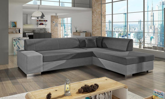 Porto Ecksofa 278 x 217 cm Grau / Hellgrau (Velour)