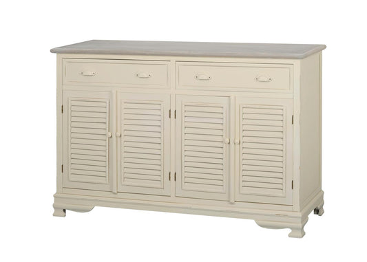 Pesaro Massivholz Sideboard Breit Paulownia Creme / Hellbraun