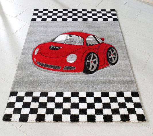 Teppich Kinderteppich 120x170cm Spielteppich Auto Grau/Rot - Froschkönig24