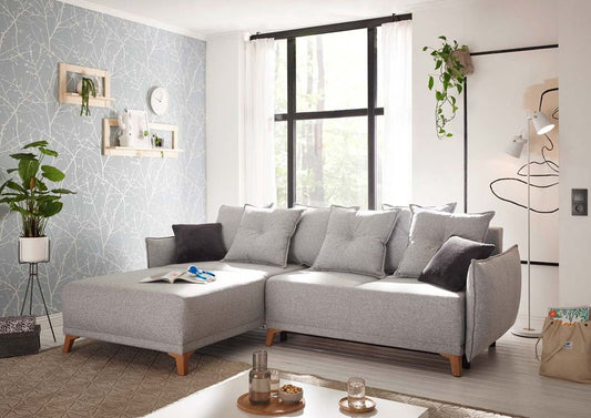 Pamplona Ecksofa 255x185 cm Silber / Anthrazit