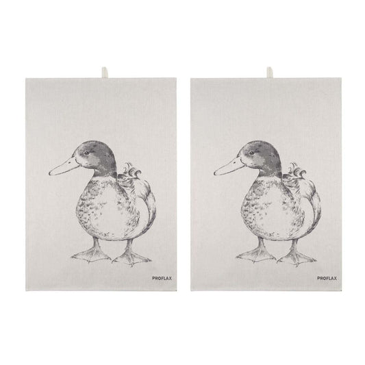 Ente Geschirrtuch, 2er-Set 70x50 cm, Grau