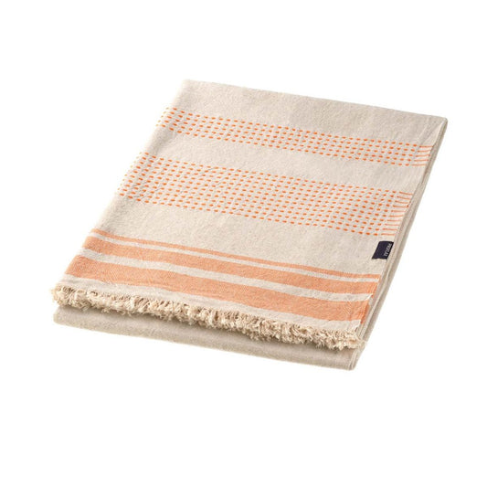 Sanaa Decke, aus Halbleinen 135x180 cm, Orange/Beige