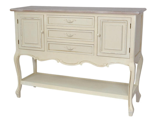 Rimini Massivholz Sideboard 120 cm mit Ablagefach Paulownia Creme / Hellbraun