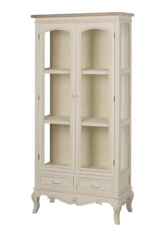 Rimini Massivholz Vitrine Paulownia Creme / Hellbraun