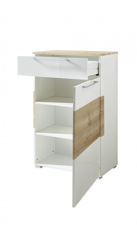 RENO Schuhschrank Garderobenschrank Schuhregal Garderobe Weiß/Buche - Froschkönig24