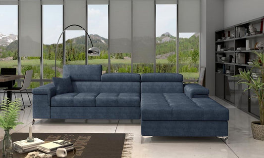 Ricardo Ecksofa 280 x 205 cm Blau (Velour)