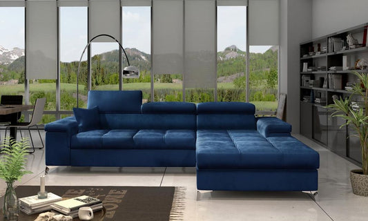 Ricardo Ecksofa 280 x 205 cm Blau (Samt)