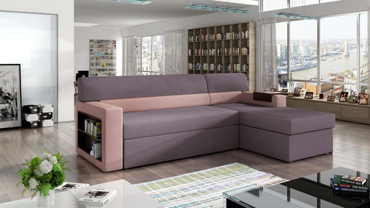 Rico Ecksofa 250 x 160 cm Lila / Rosa (Velour)