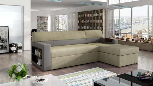 Rico Ecksofa 250 x 160 cm Beige / Grau (Kunstleder)