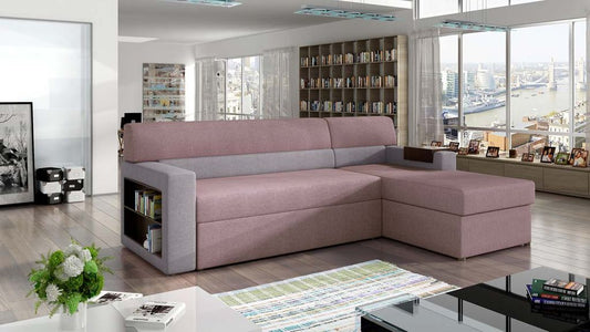 Rico Ecksofa 250 x 160 cm Rosa / Hellgrau (Webstoff)