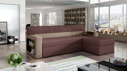 Rico Ecksofa 250 x 160 cm Weinrot / Rosa (Webstoff)