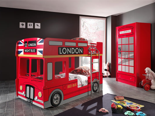 Kinderzimmer Set London Bus Komplettset Jugendzimmer Rot - Froschkönig24