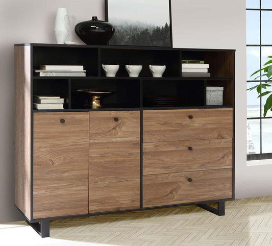 SPRINGFIELD Highboard Colonial Eiche / Schwarz