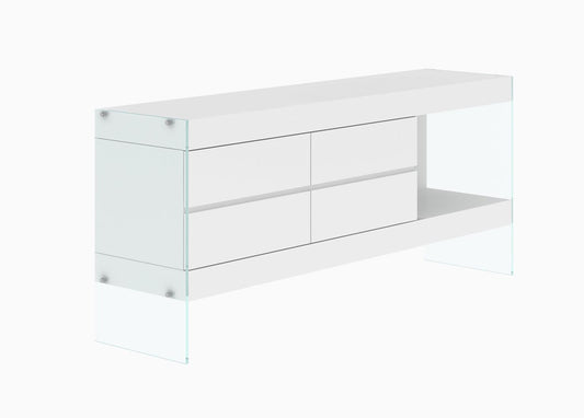 Soho Sideboard 184 cm Hochglanz Weiß / Glas