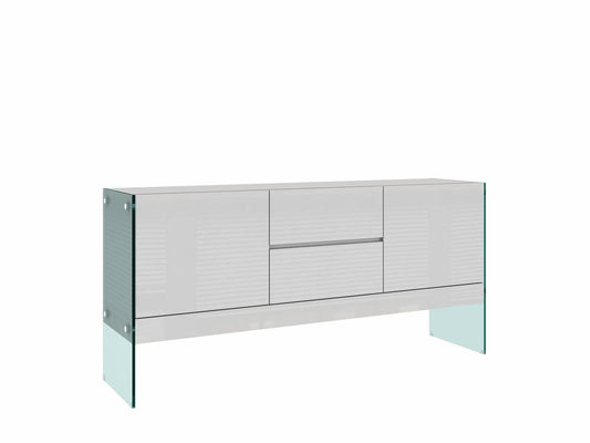 Soho Sideboard 180 cm Hochglanz Weiß / Glas