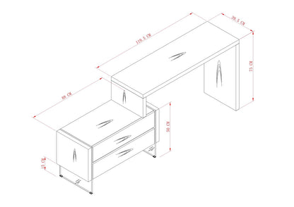 Soho Schreibtisch 119 x 39 cm Eiche / Glas