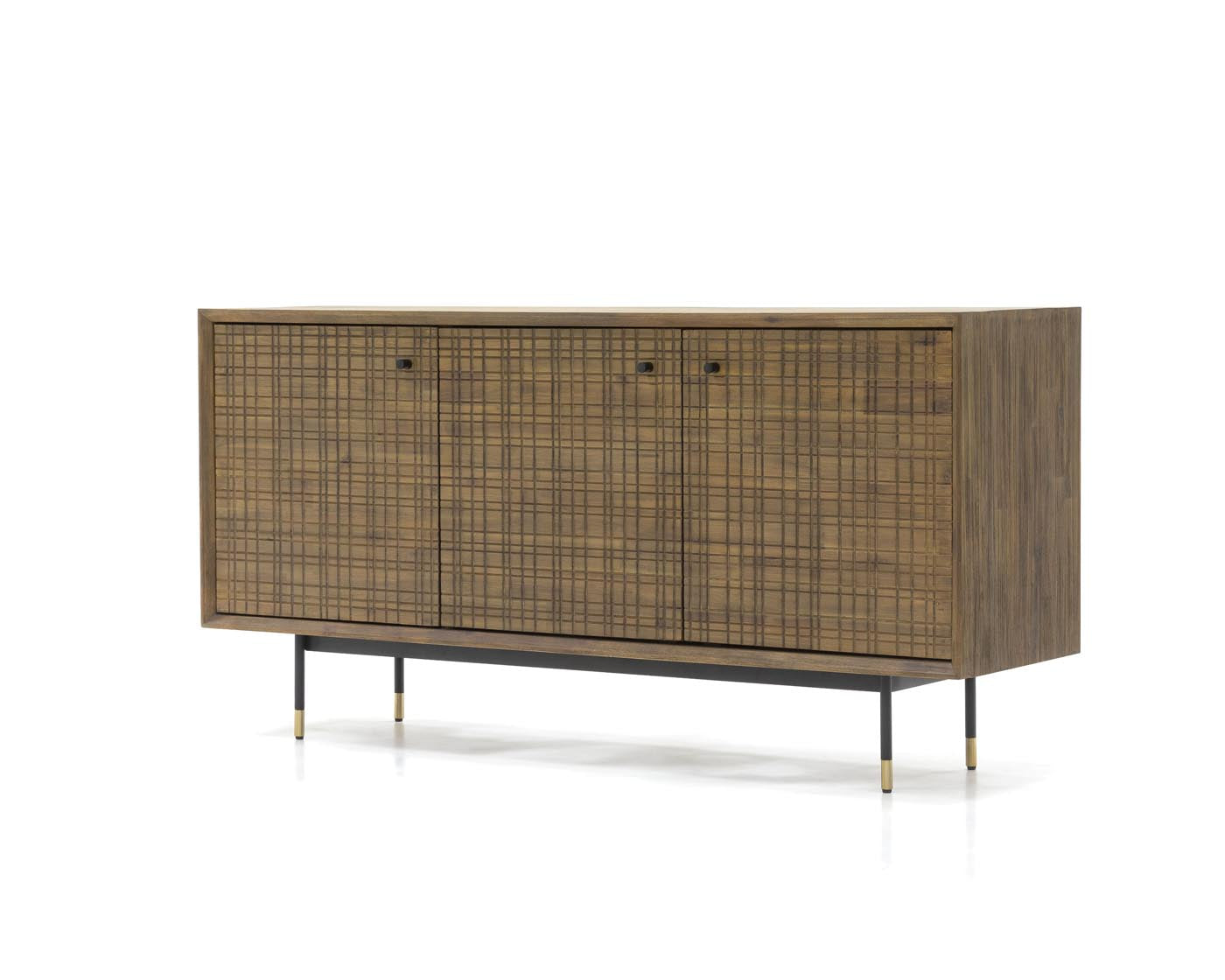 Maze Massivholz Sideboard Akazie Braun / Grafit-Gold