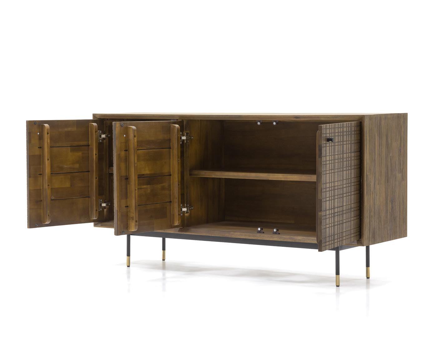 Maze Massivholz Sideboard Akazie Braun / Grafit-Gold