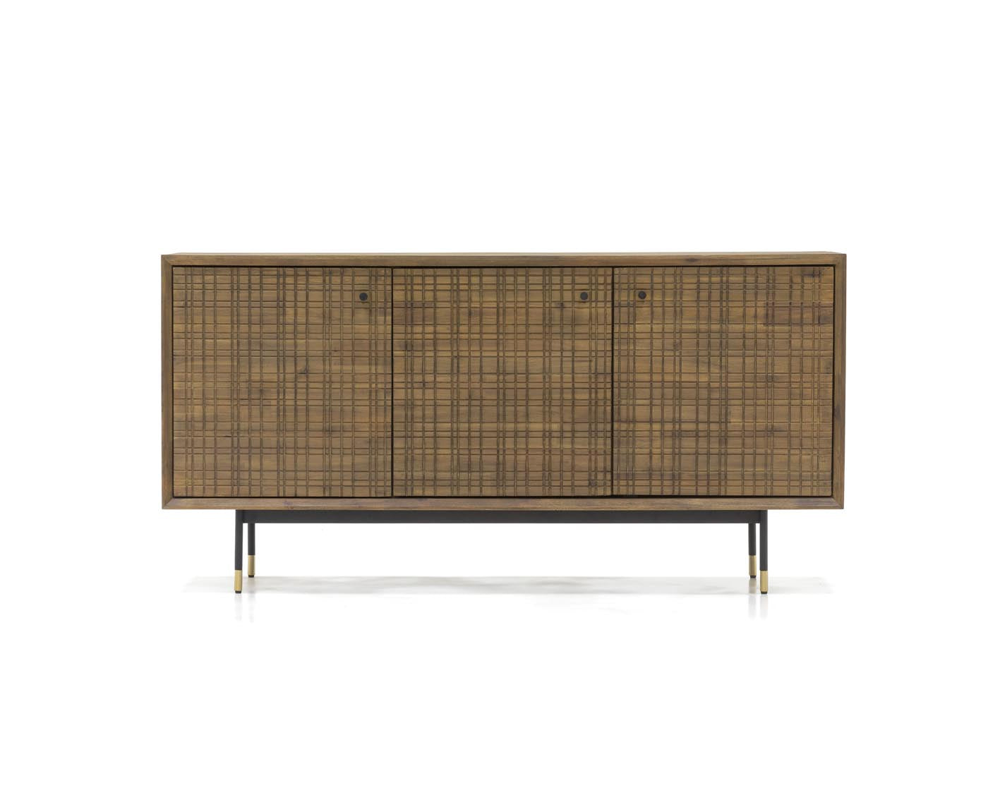 Maze Massivholz Sideboard Akazie Braun / Grafit-Gold