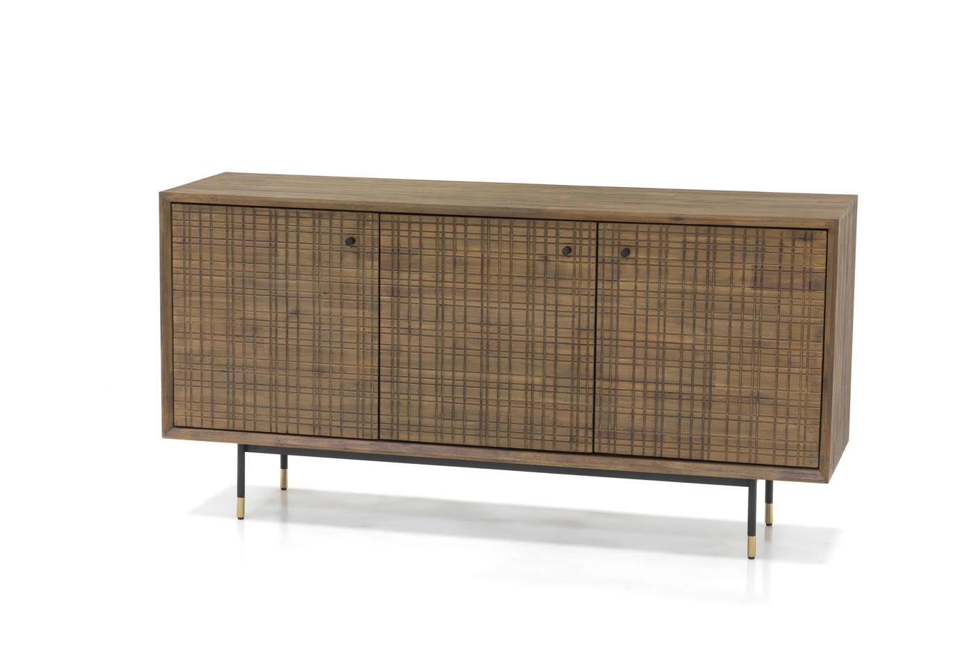 Maze Massivholz Sideboard Akazie Braun / Grafit-Gold