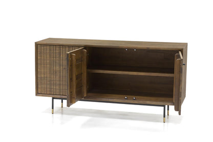 Maze Massivholz Sideboard Akazie Braun / Grafit-Gold