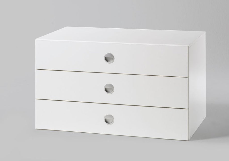 Schubkasten 3er Set für Kleiderschrank 82cm breit Schubkasteneinsatz Weiß - Froschkönig24