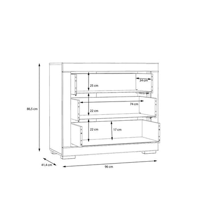 SANREMO Kommode mit 3 Schubladen Weiß