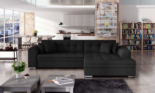 Sorento Ecksofa 295 x 195 cm Schwarz (Webstoff)